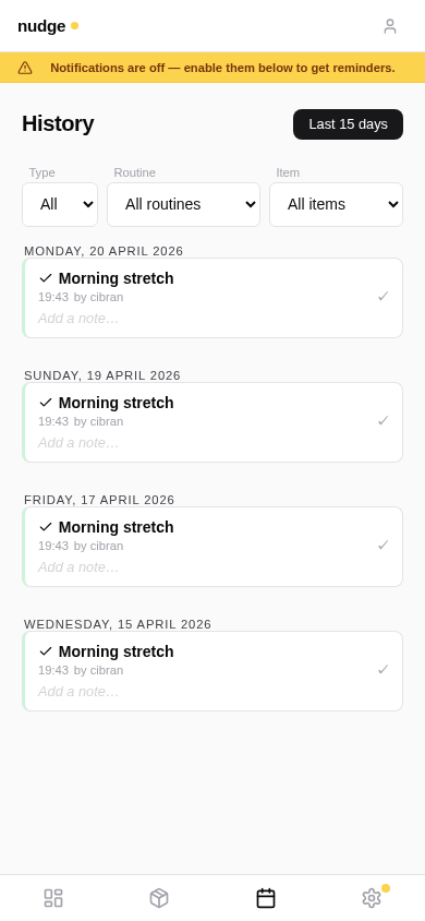 History of all completions