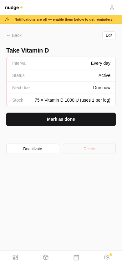 Routine detail with next due date and history