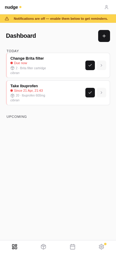 Recipient's dashboard with shared items